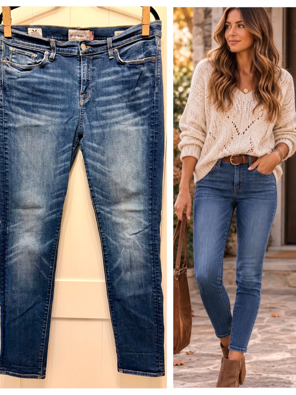 Lucky Brand White Oak Cone Denim Brooke Skinny Jeans 14/32 USA Made
